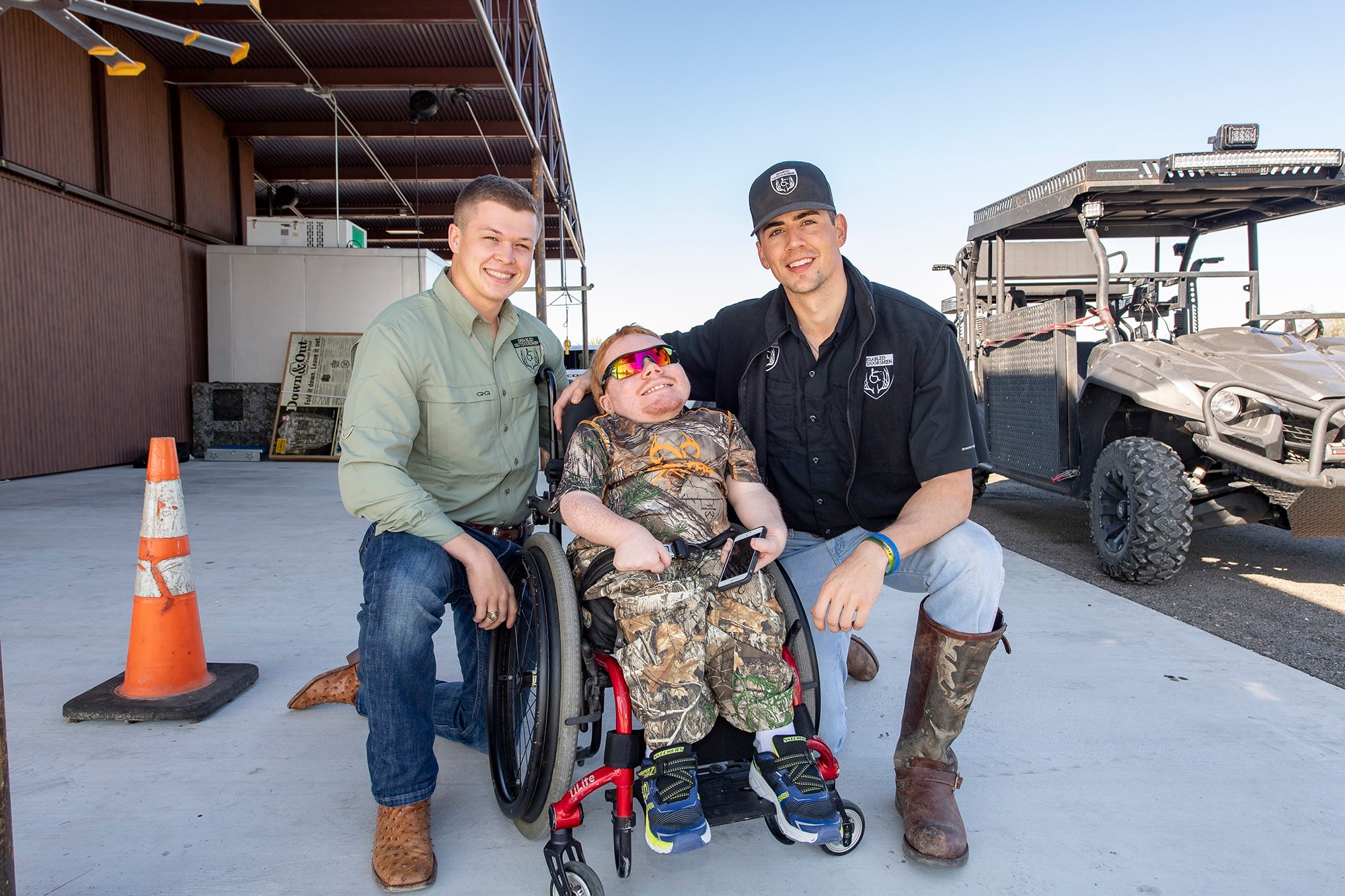 Disabled Outdoorsmen team with a beneficiary of the program ready for a hunt.
